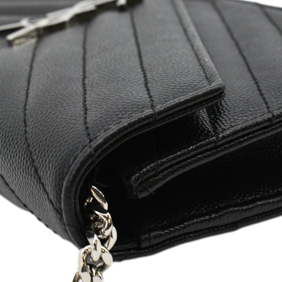 YVES SAINT LAURENT WOC Cassandre Grain De Poudre Chain Crossbody Bag Black