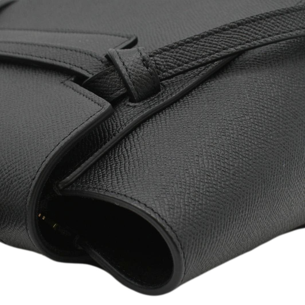 CELINE Nano Belt Grained Leather Shoulder Bag Black