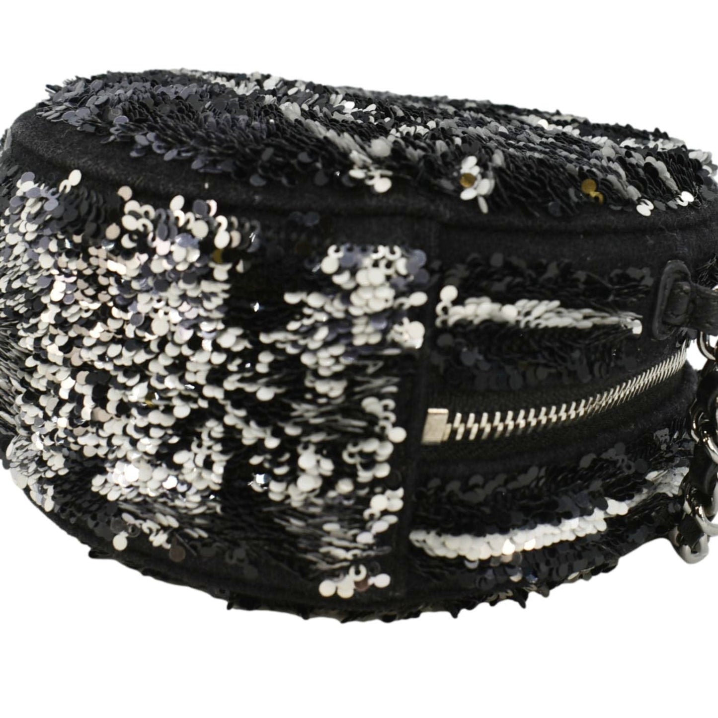 CHANEL Round Tweed Clutch Crossbody Bag Black