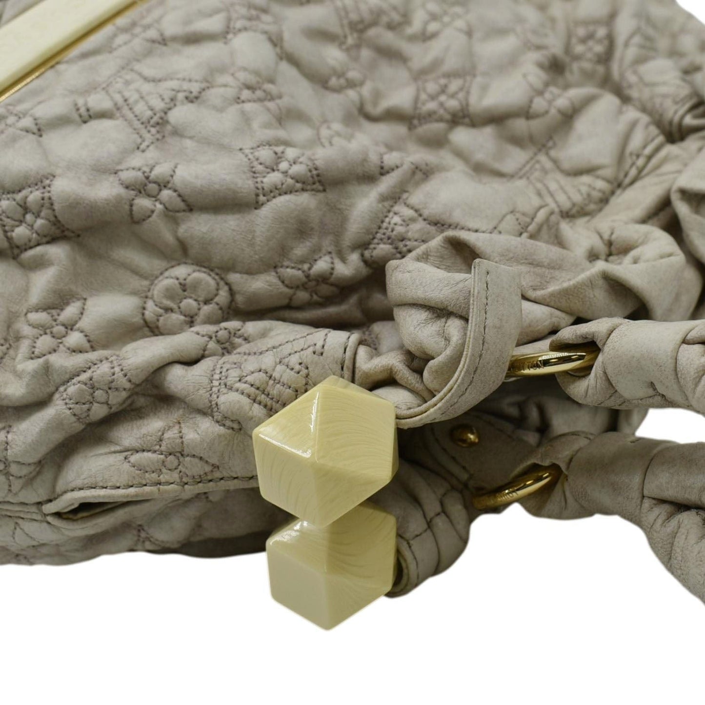 LOUIS VUITTON Olympe PM Monogram Leather Satchel Shoulder Bag Cream