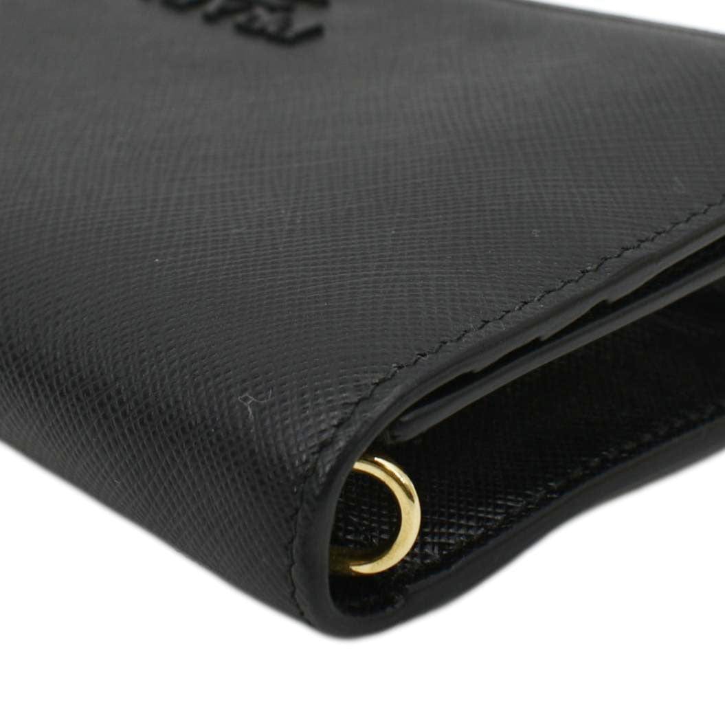 PRADA Saffiano Leather Crossbody Wallet Black