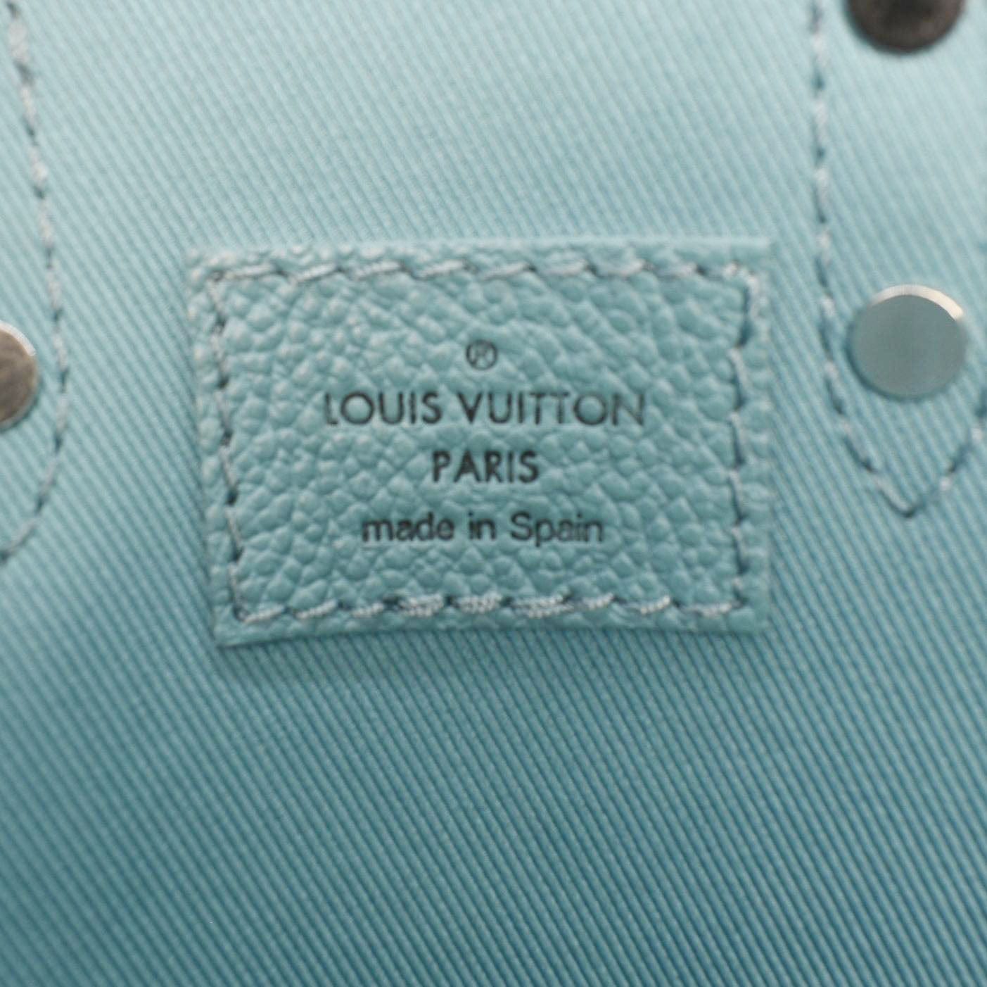 LOUIS VUITTON Sac Plat XS Damier Checkerboard Leather Crossbody Bag Turquoise