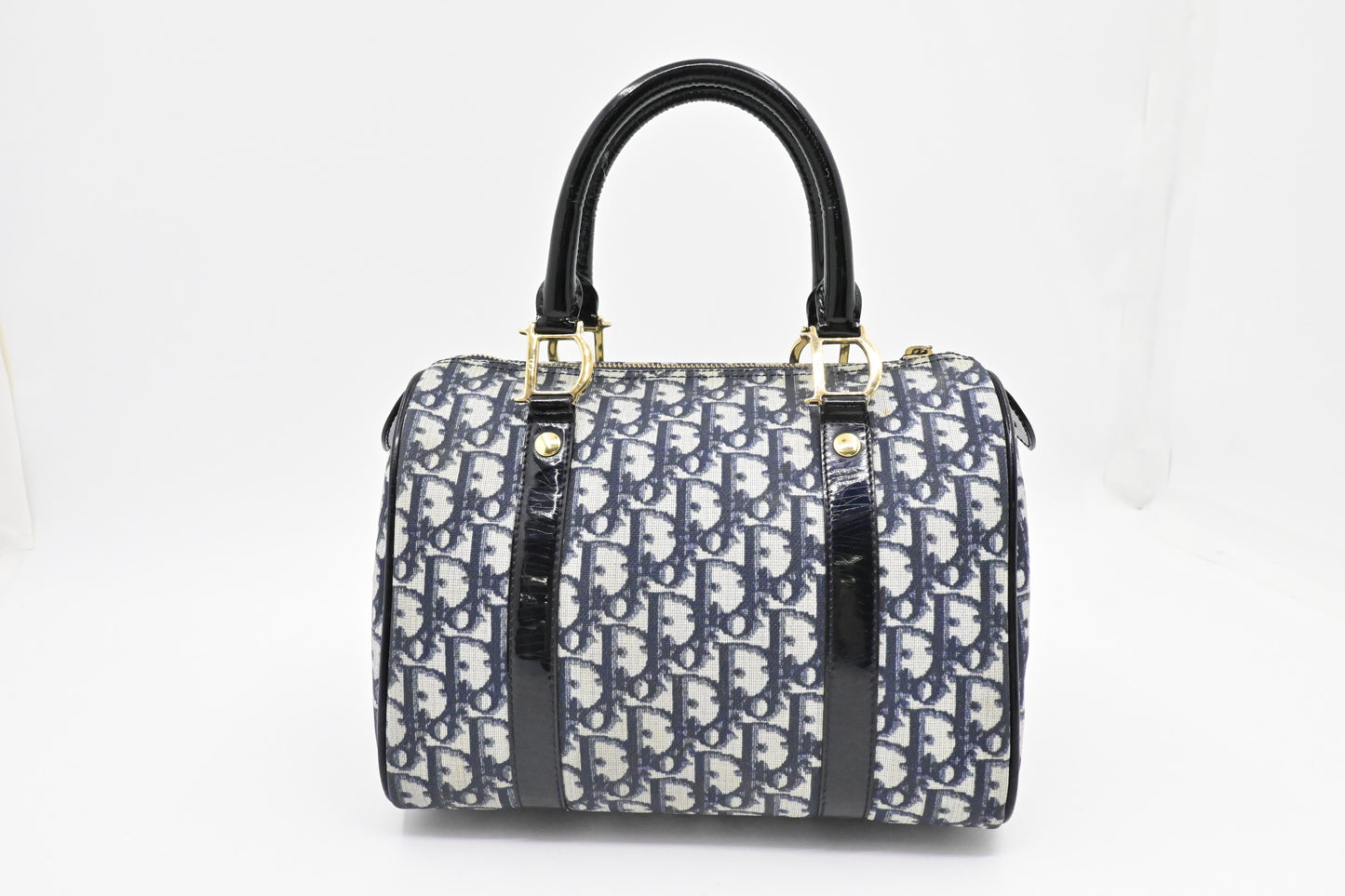 Dior Boston Bag in Blue Oblique Coated Canvas