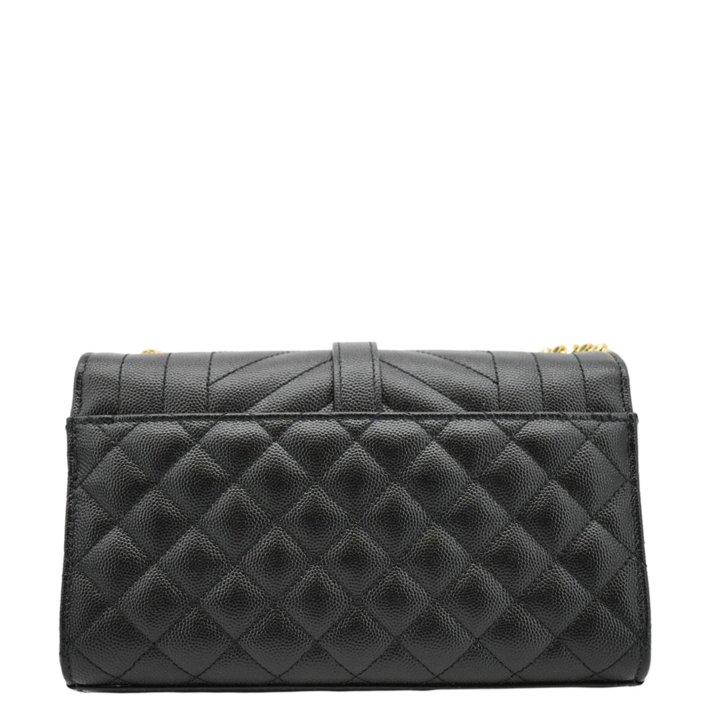 YVES SAINT LAURENT Envelope Leather Chain Crossbody Bag Small Black