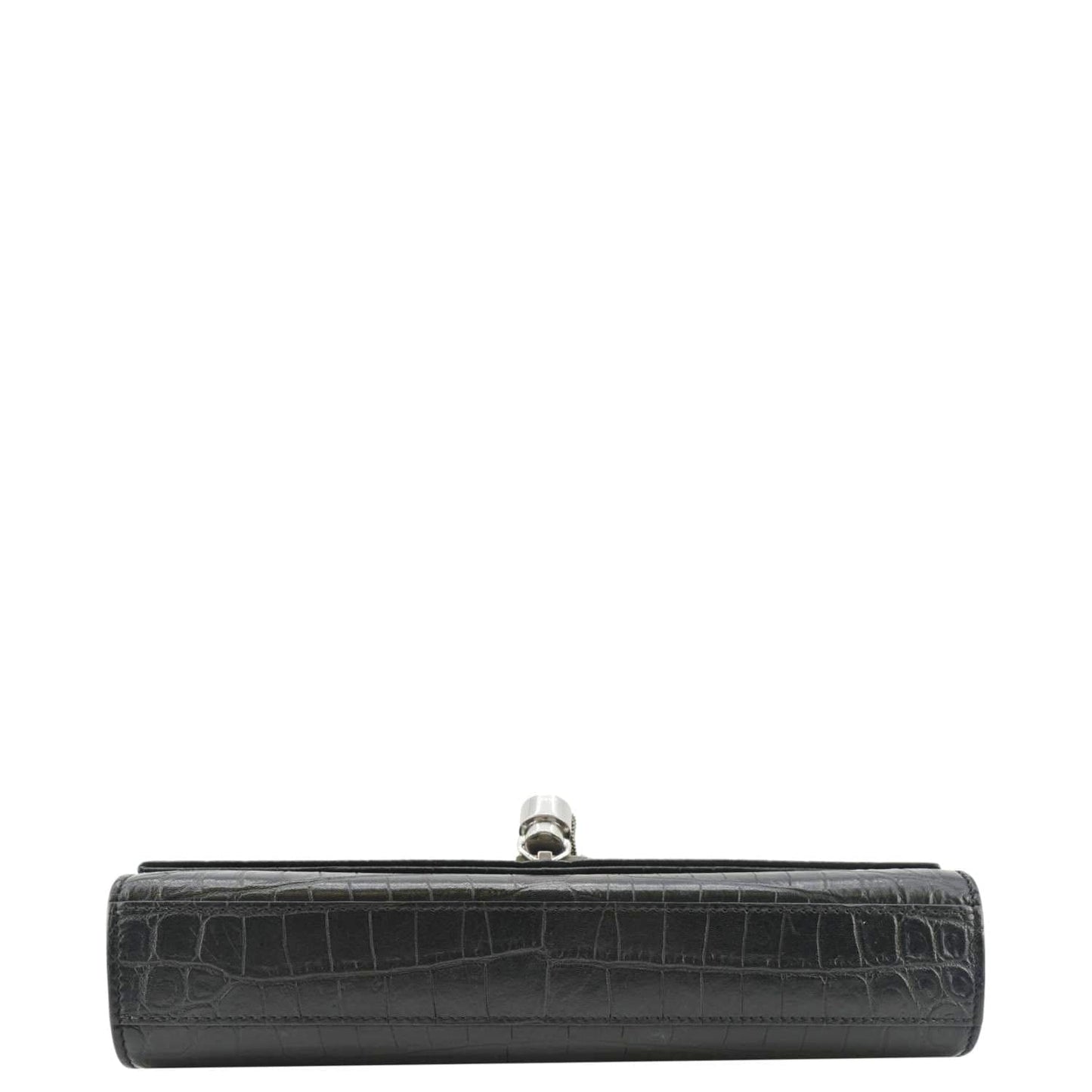 YVES SAINT LAURENT Kate Tassel Medium Crocodile Embossed Leather Crossbody Bag Black