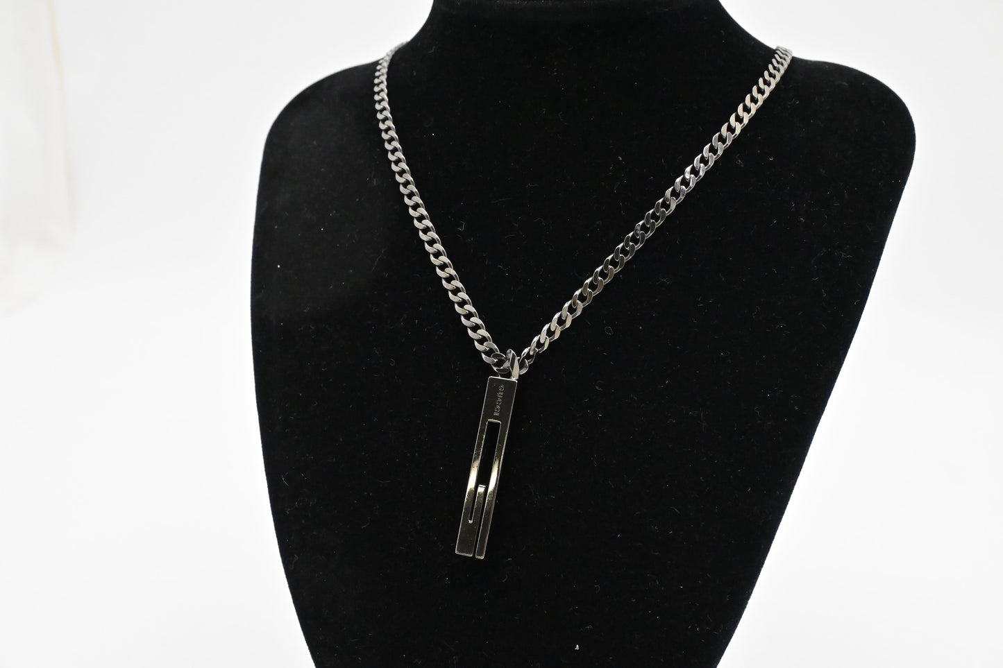 Gucci Cutout G Necklace in Gun Metal Sterling Silver