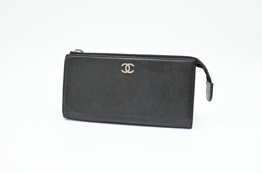 Chanel Zippy Long Wallet in Black Caviar Leather