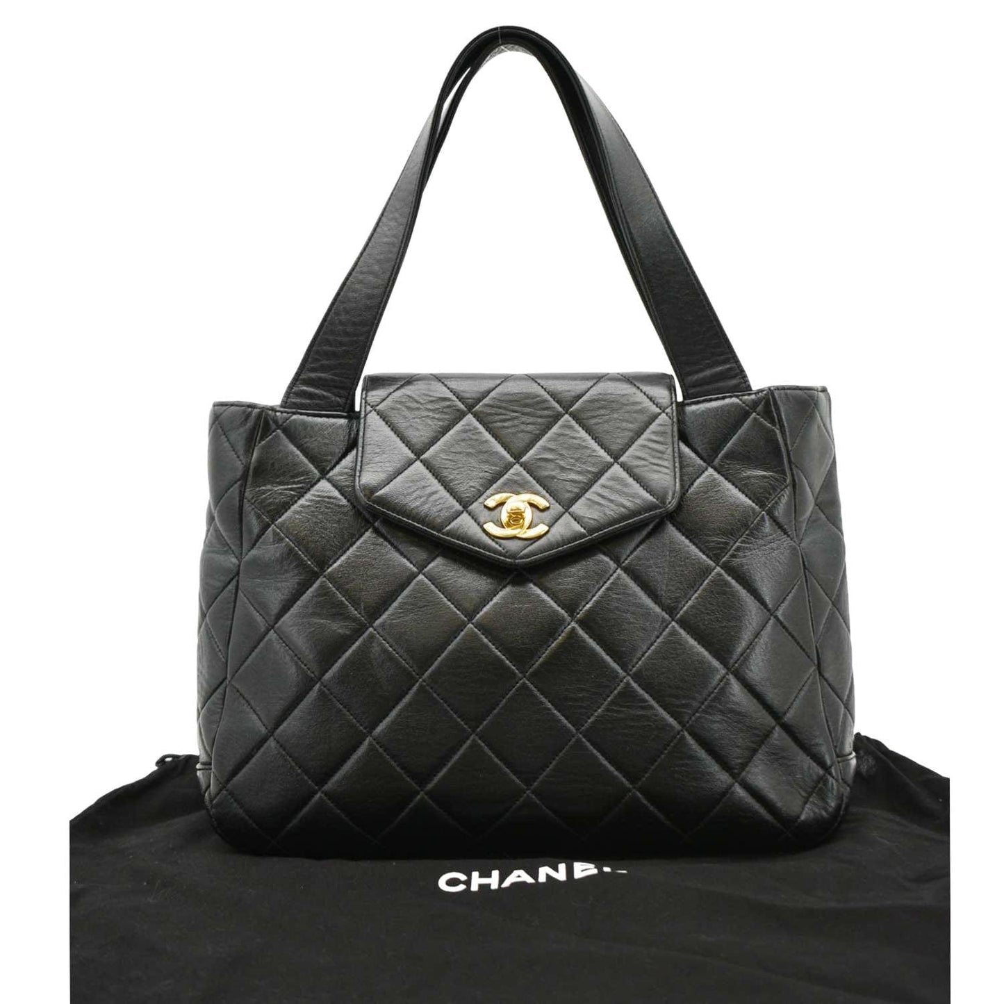 CHANEL Classic Flap   Quilted Leather Tote Bag Black