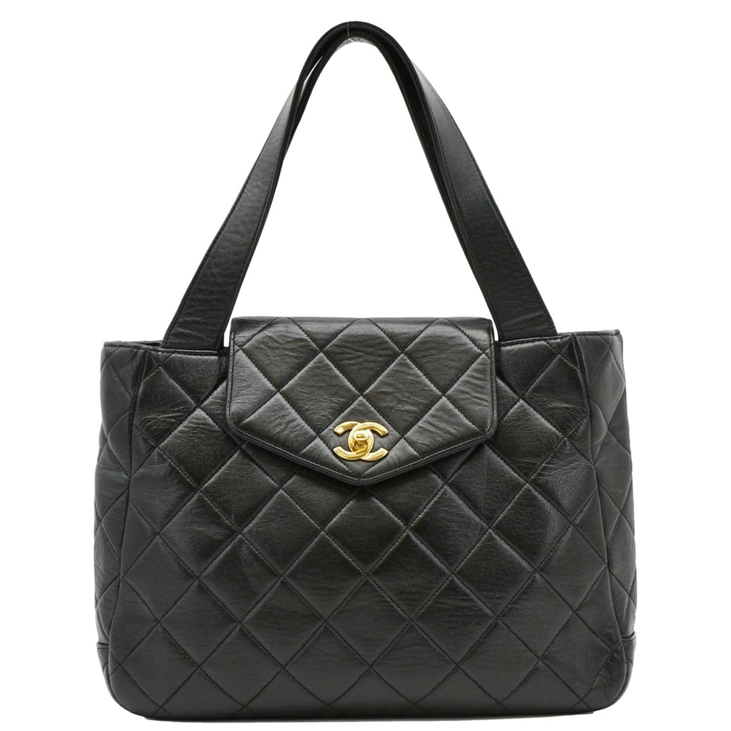 CHANEL Classic Flap   Quilted Leather Tote Bag Black