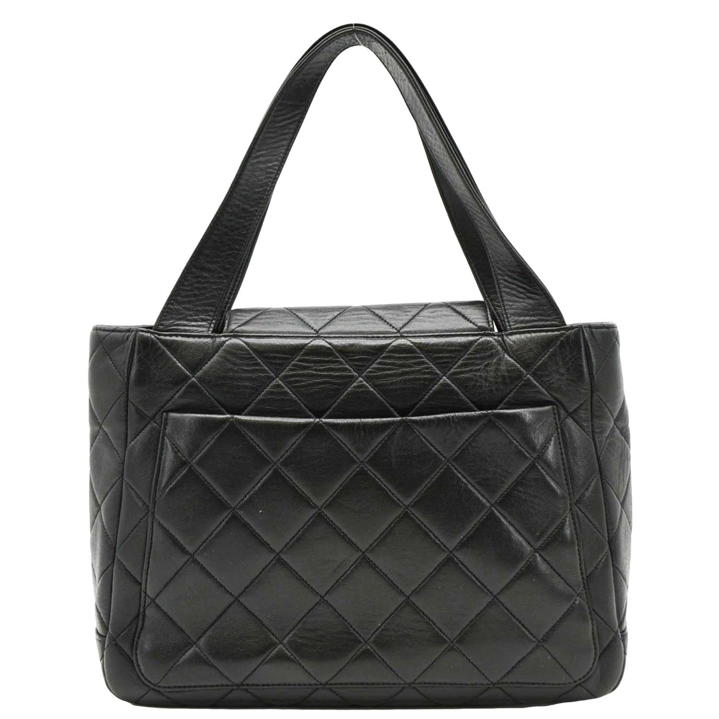 CHANEL Classic Flap   Quilted Leather Tote Bag Black