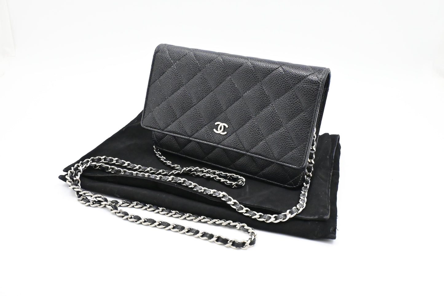 Chanel Wallet on Chain in Black MattelassÃ© Caviar Leather