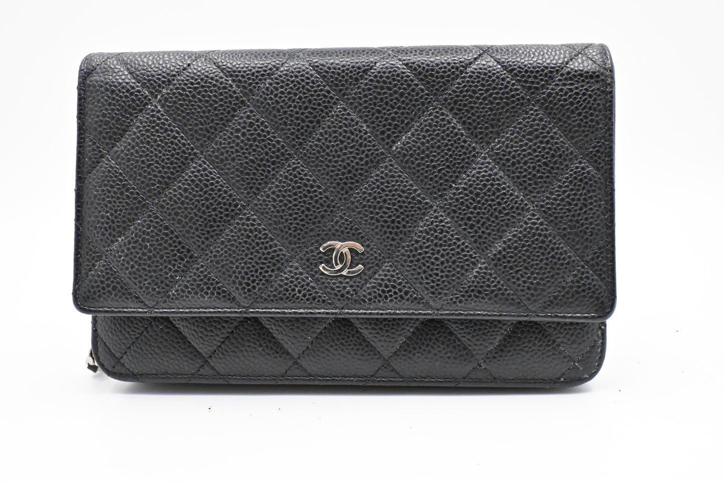 Chanel Wallet on Chain in Black MattelassÃ© Caviar Leather
