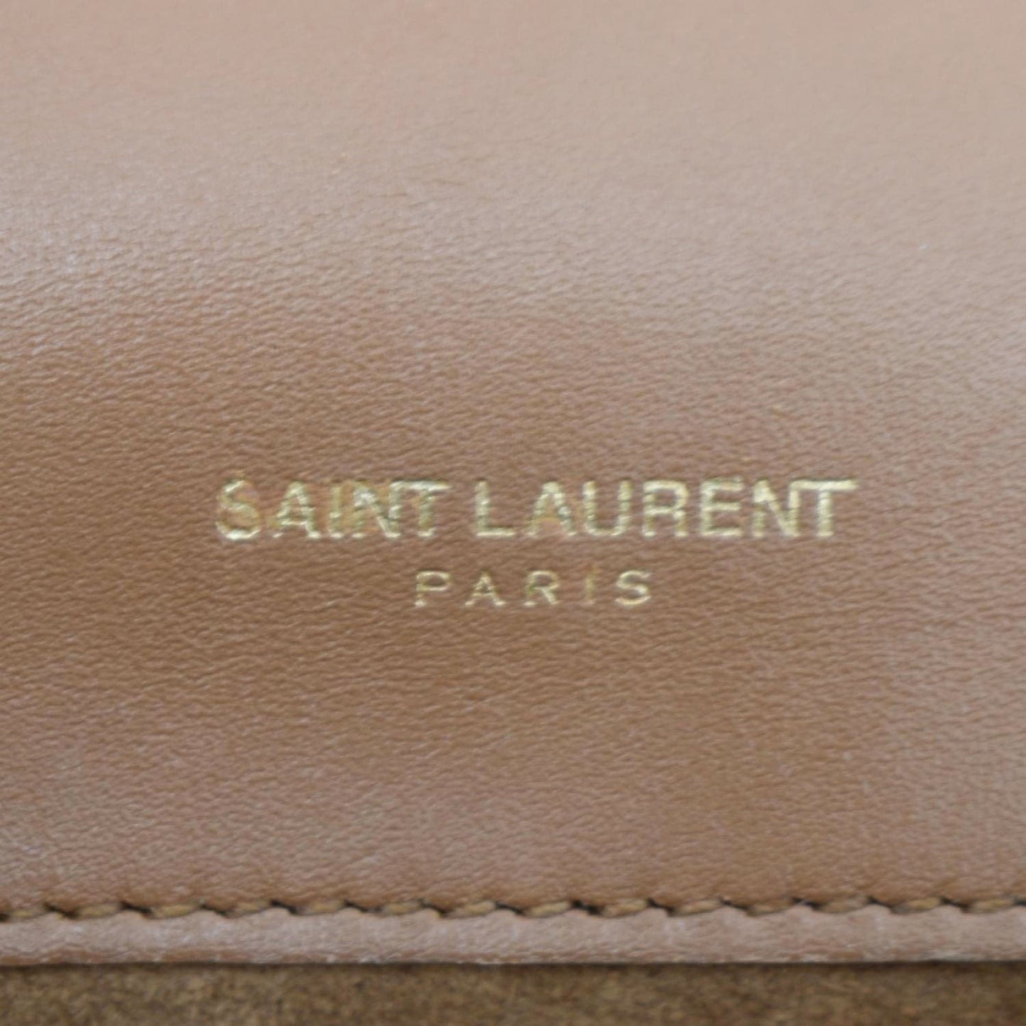 YVES SAINT LAURENT Kate Leather Chain Clutch Crossbody Bag Tan
