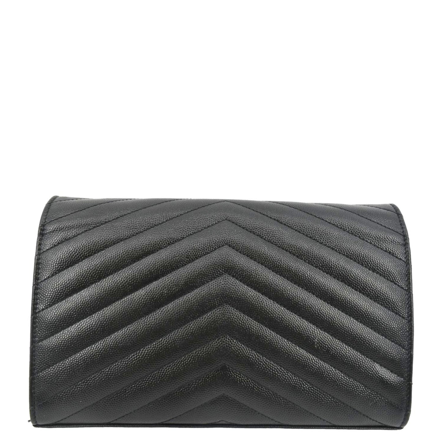 YVES SAINT LAURENT Cassandre Chain Wallet Leather Crossbody Bag Black