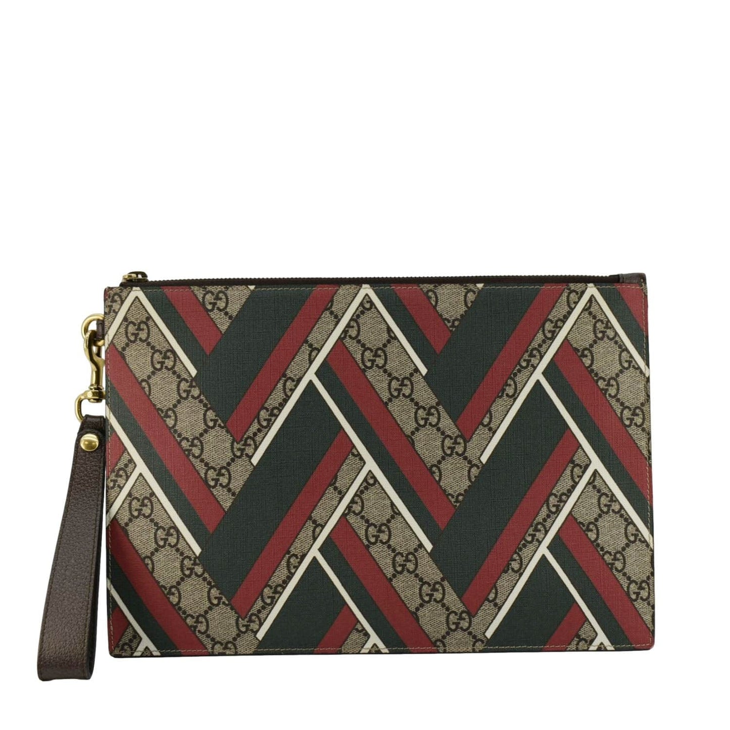 GUCCI Zipped Medium GG Printed Canvas Pouch Beige 429225