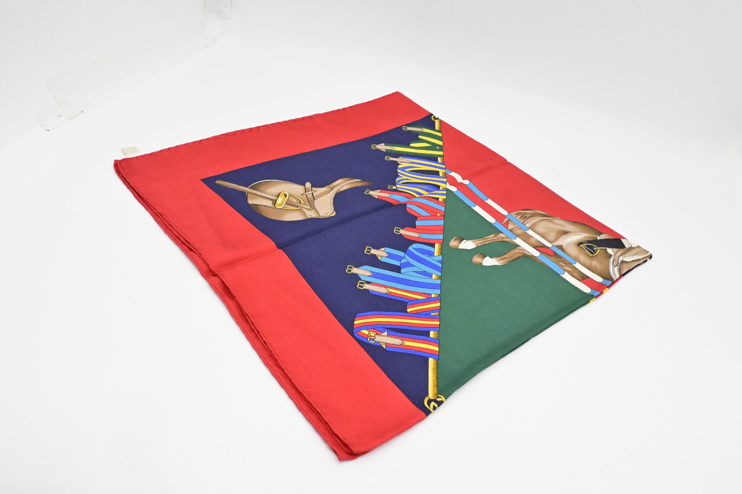 Gucci Horse Jockey Scarf in Red Multicolor Silk