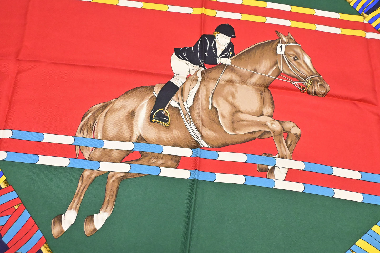 Gucci Horse Jockey Scarf in Red Multicolor Silk