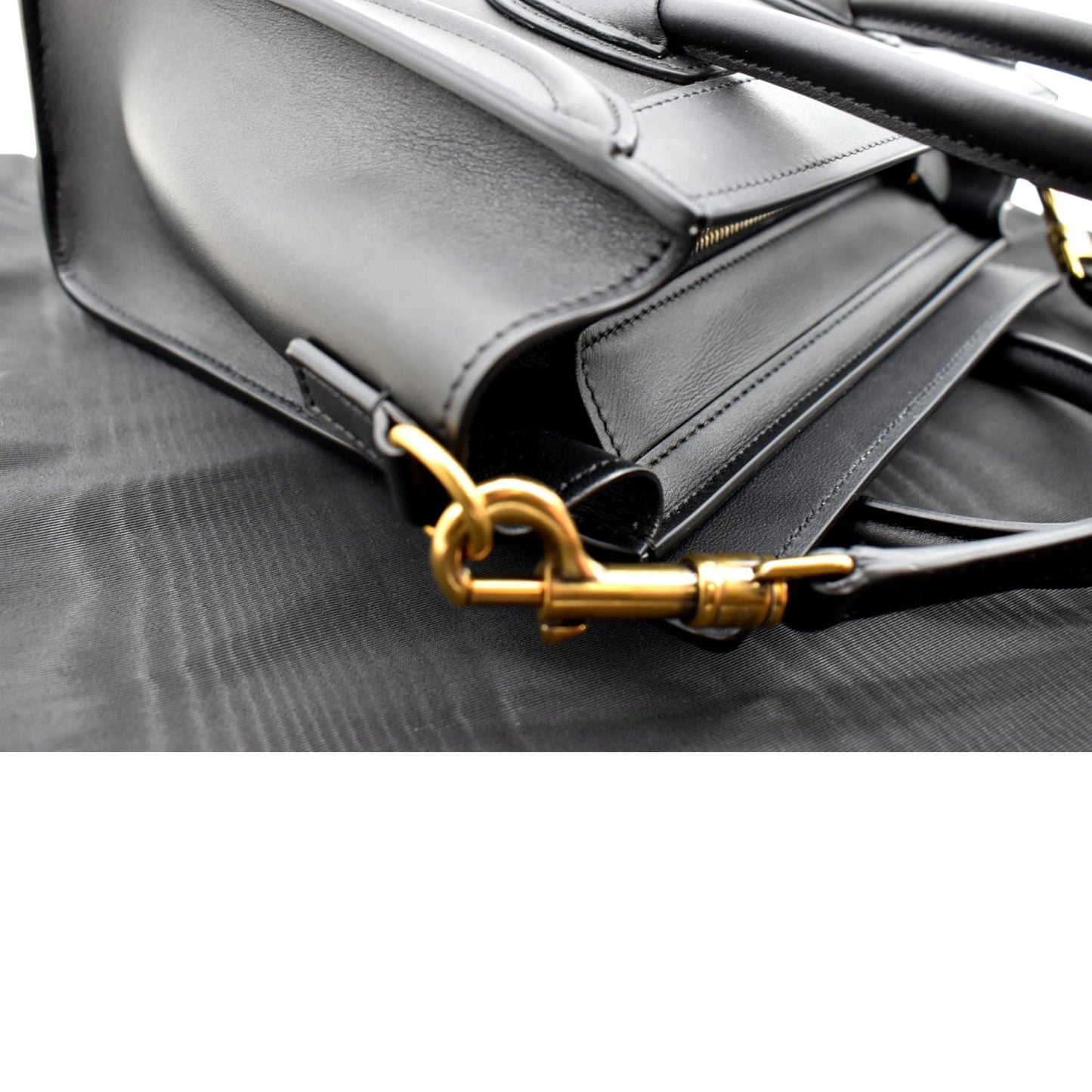 CELINE Nano Luggage Smooth Leather Tote Crossbody Bag Black