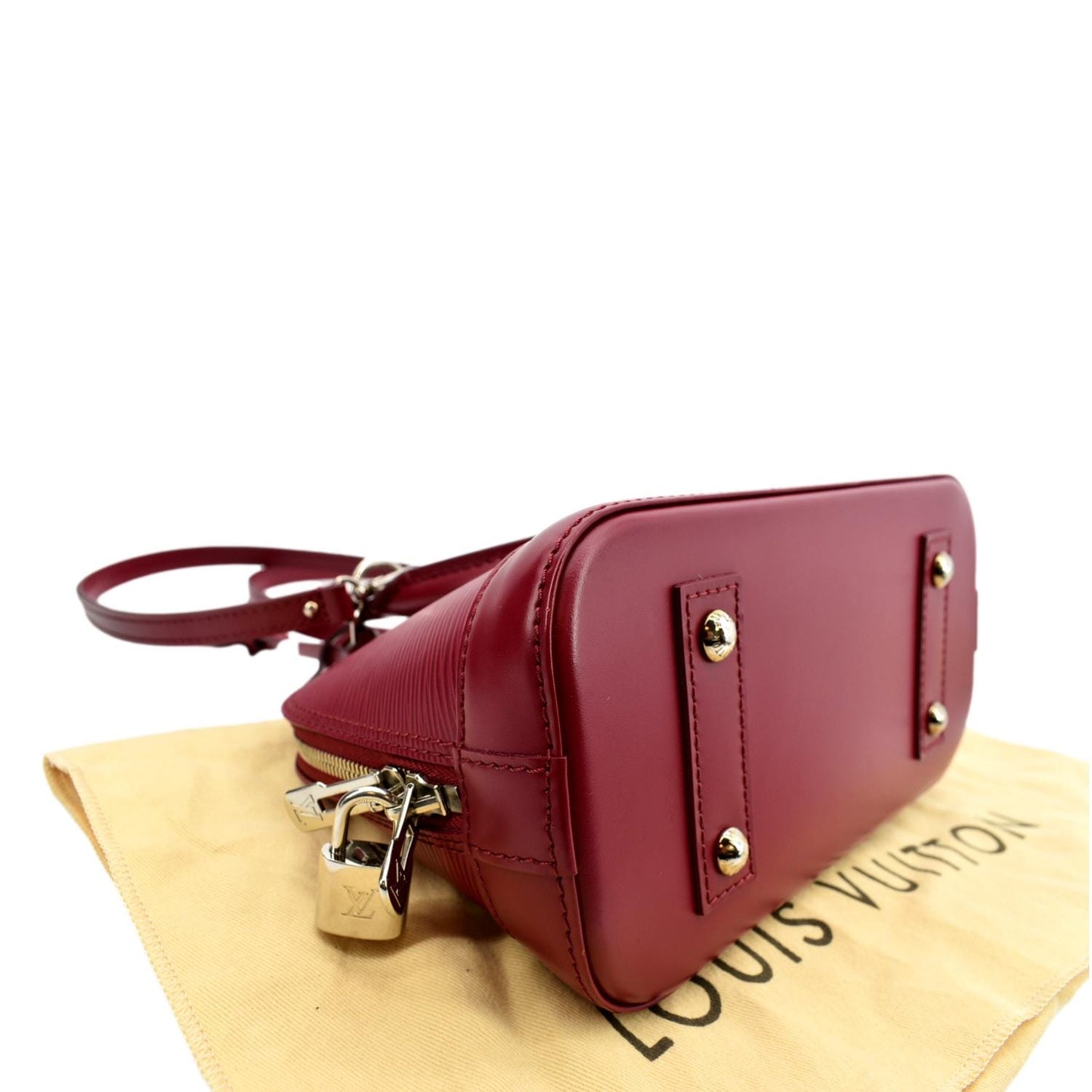 LOUIS VUITTON Alma BB Epi Leather Satchel Crossbody Bag Red