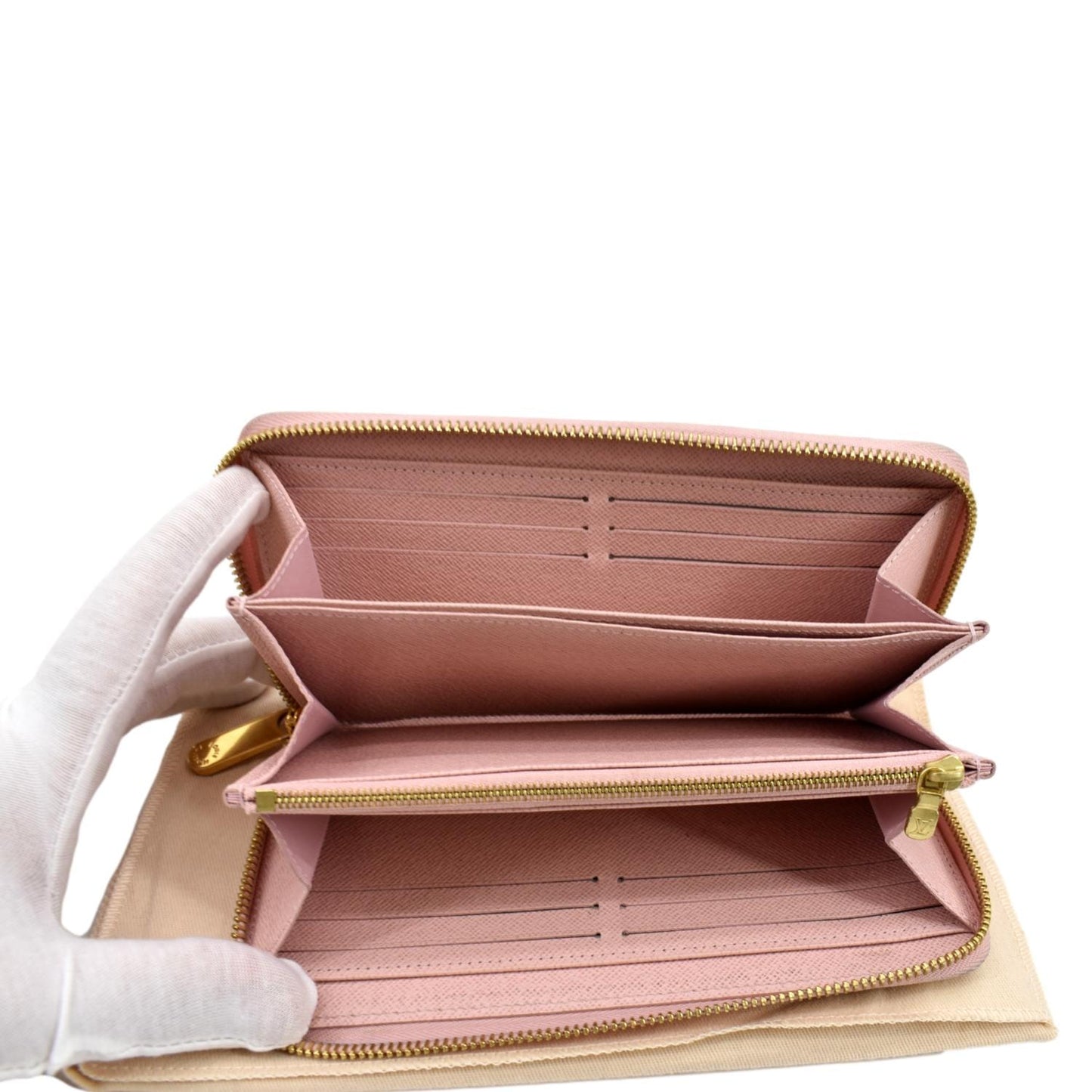 LOUIS VUITTON Zip Around Damier Azur Wallet White