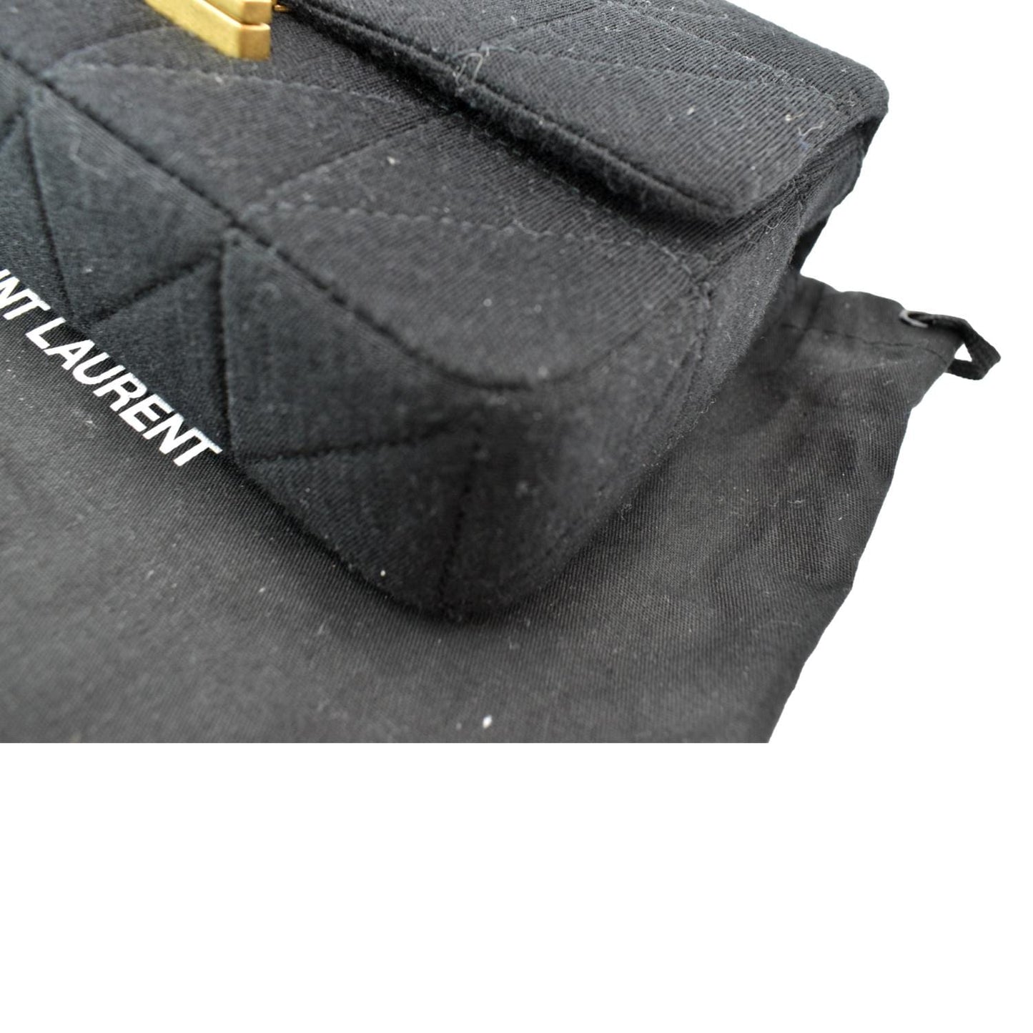 YVES SAINT LAURENT Jamie Mini Carre Rive Gauche Wool Chain Bag Black