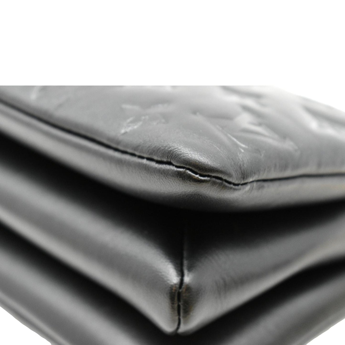 LOUIS VUITTON Coussin BB Monogram Embossed Leather Shoulder Bag Black