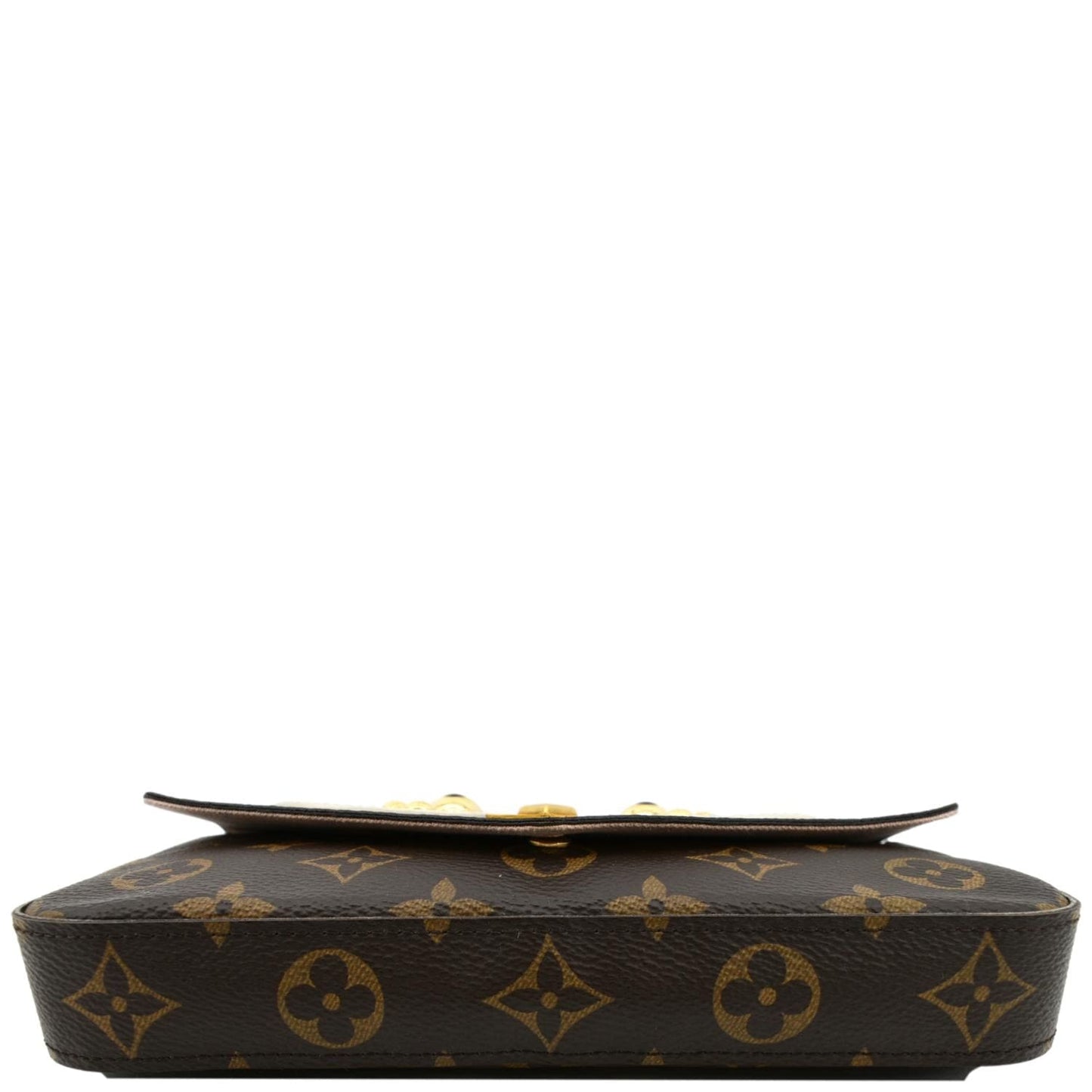 LOUIS VUITTON Pochette Felicie Owl Monogram Chain Crossbody Bag Brown