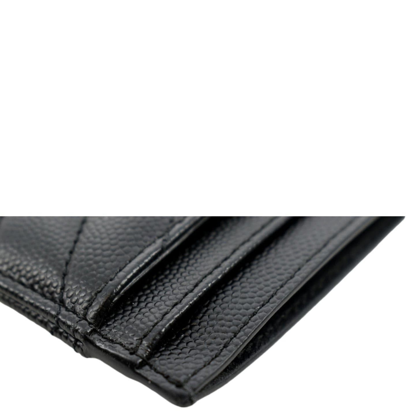 YVES SAINT LAURENT Monogram Grain Leather Card Case Black