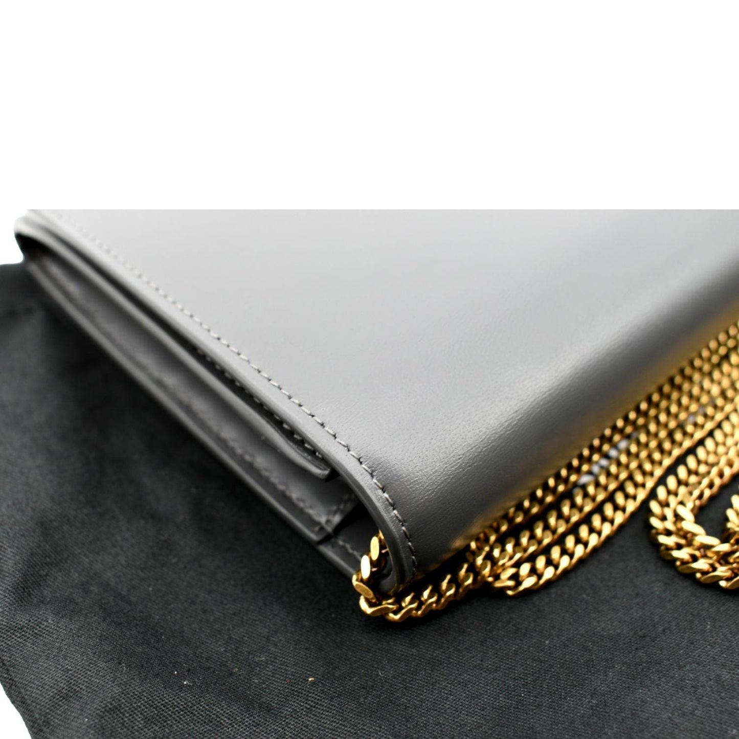 Yves Saint Laurent Flap Leather Shoulder Bag Light Gray-
