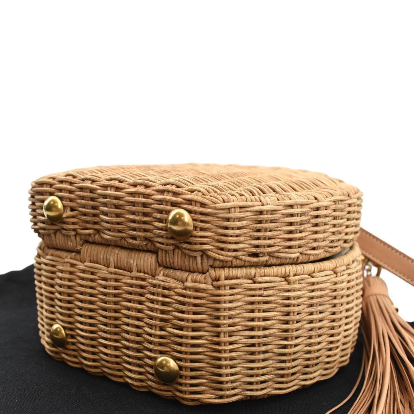 YVES SAINT LAURENT Mica Wicker Leather Crossbody Bag Beige