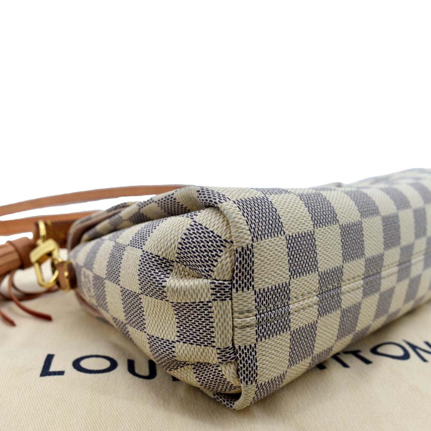 LOUIS VUITTON Croisette Damier Azur Satchel Crossbody Bag White