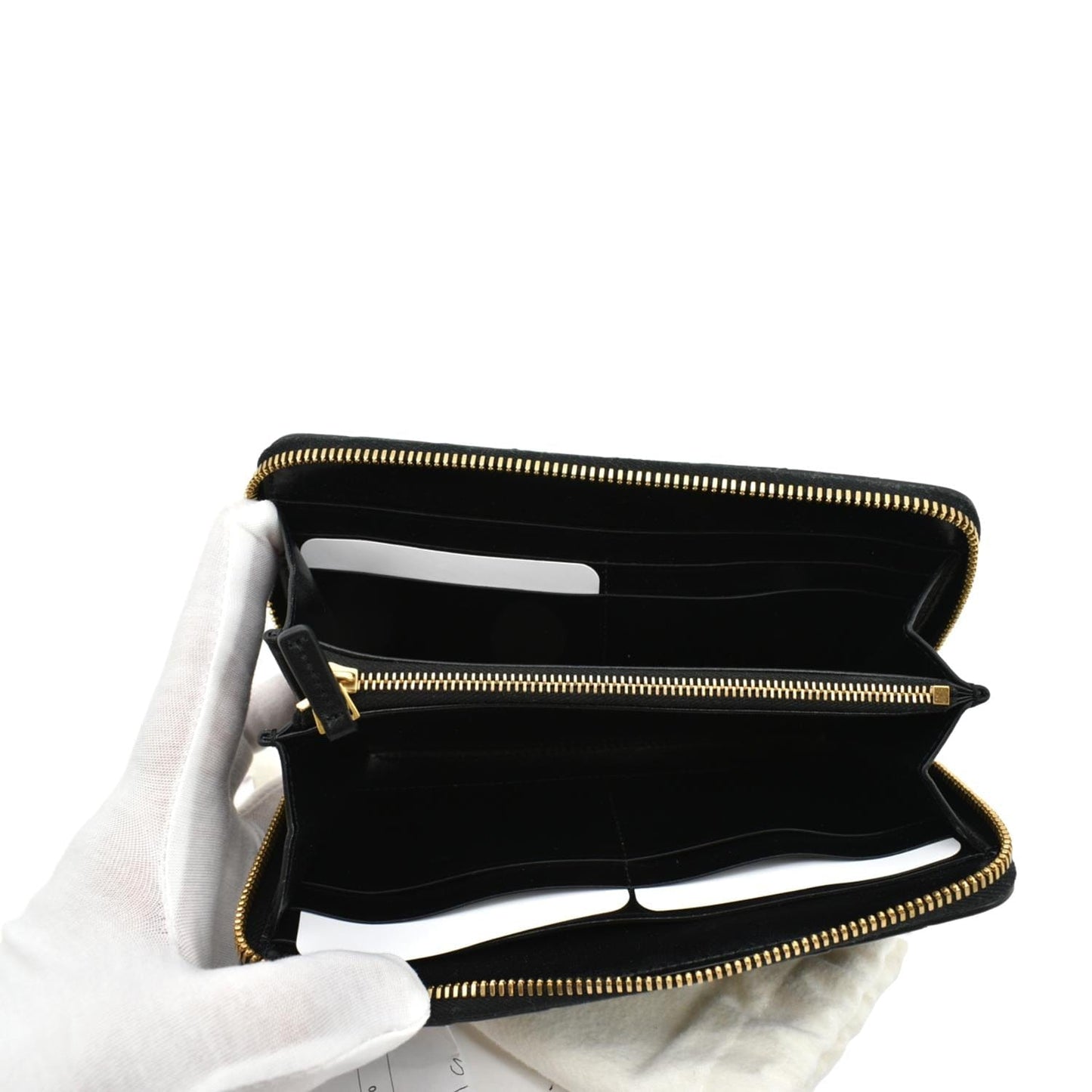 BOTTEGA VENETA Intrecciato Leather Zip Around Wallet Black