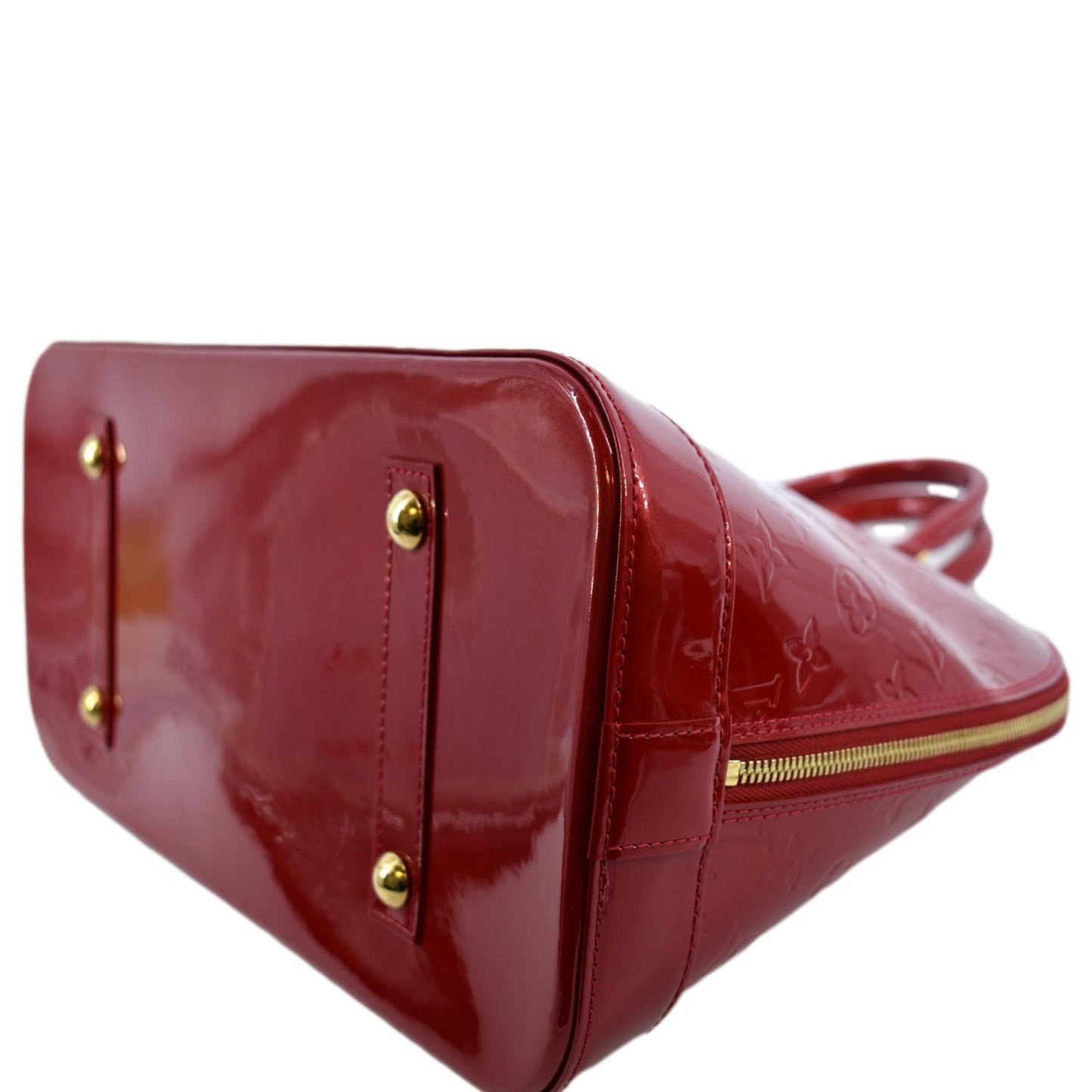 LOUIS VUITTON Alma GM Monogram Vernis Leather Satchel Bag Red