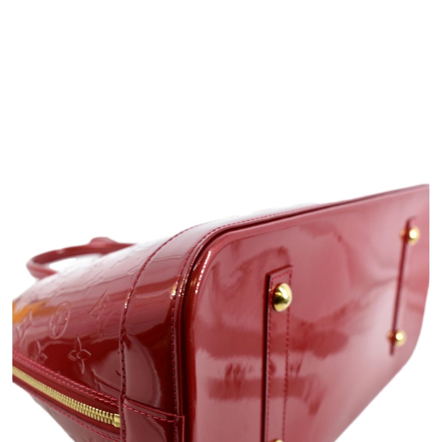 LOUIS VUITTON Alma GM Monogram Vernis Leather Satchel Bag Red