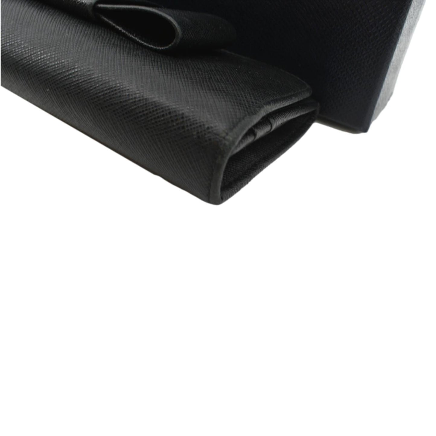 PRADA Bow Saffiano Leather Wallet Black