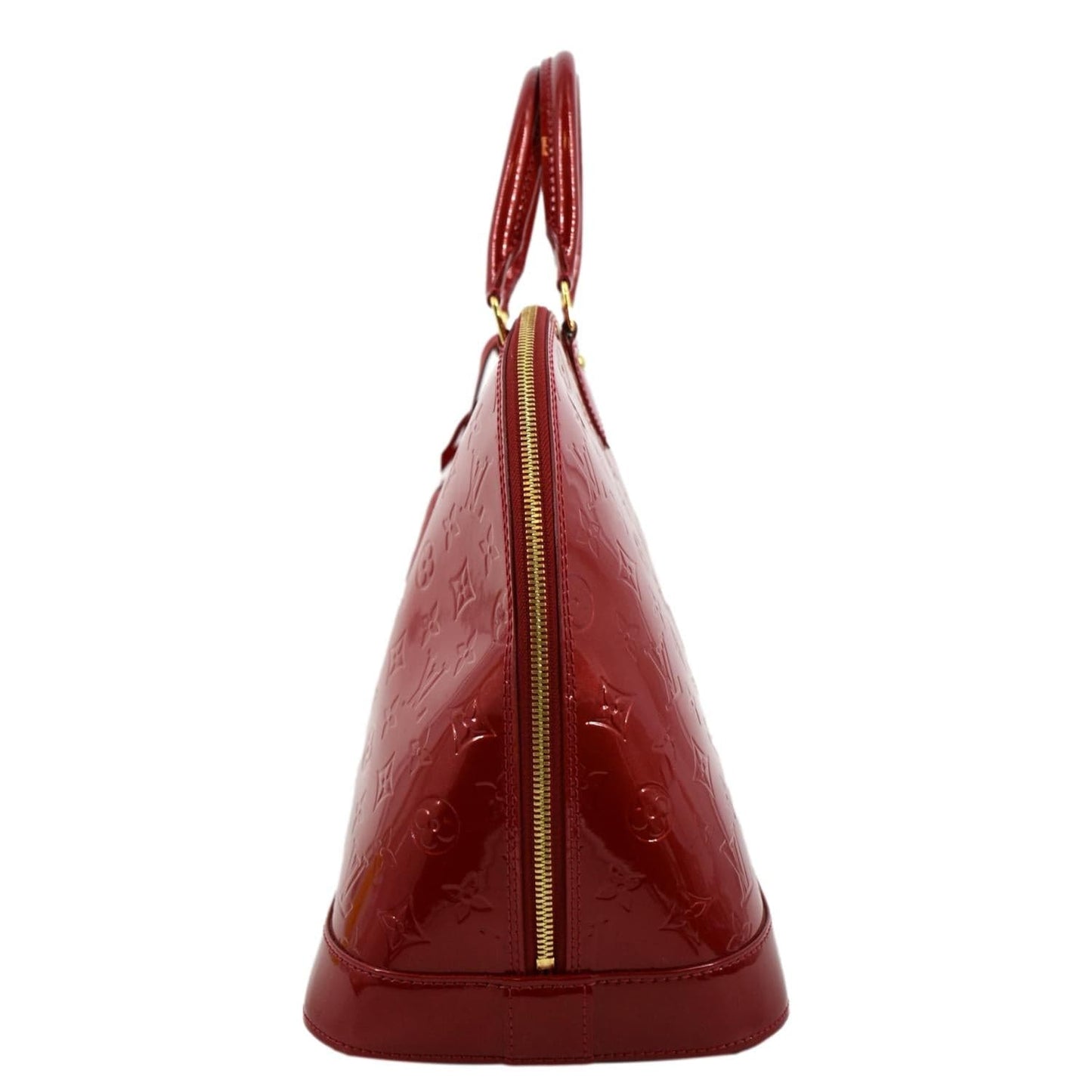 LOUIS VUITTON Alma GM Monogram Vernis Leather Satchel Bag Red