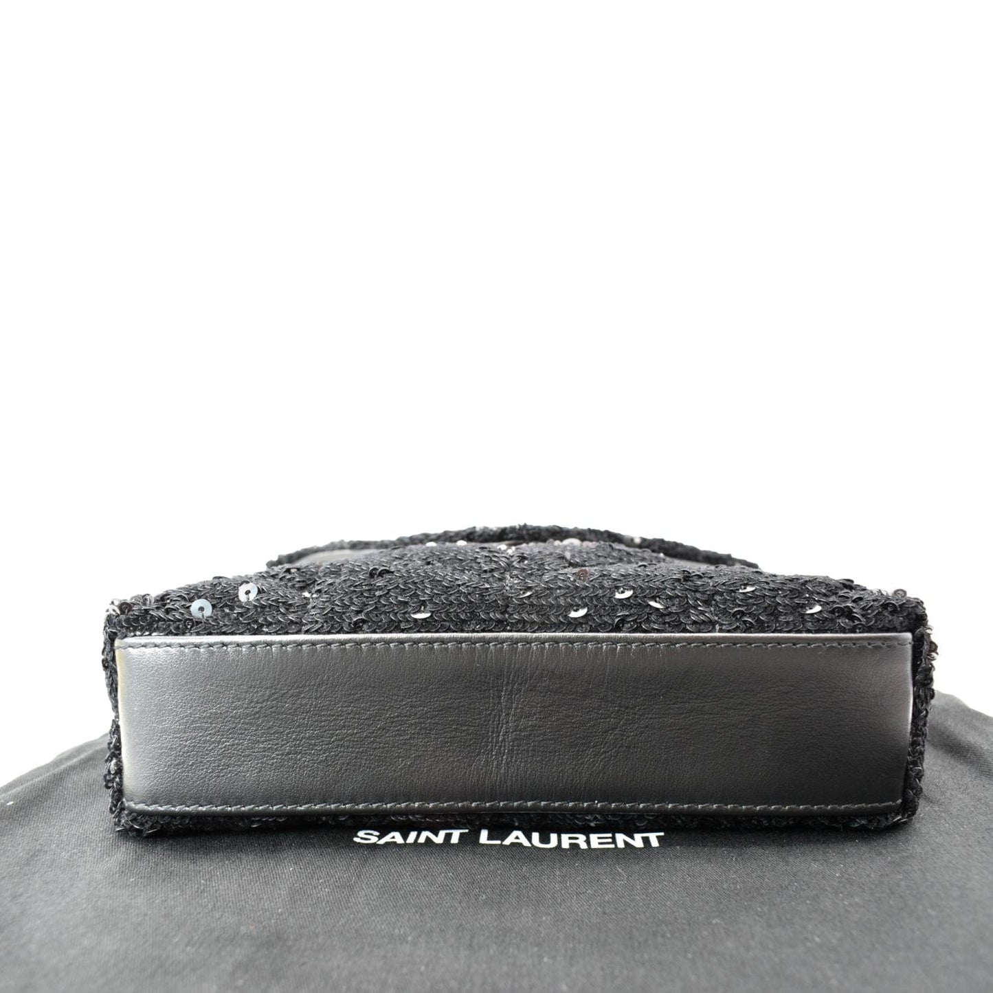 YVES SAINT LAURENT Small Puffer Sequin Clutch Wallet Black -