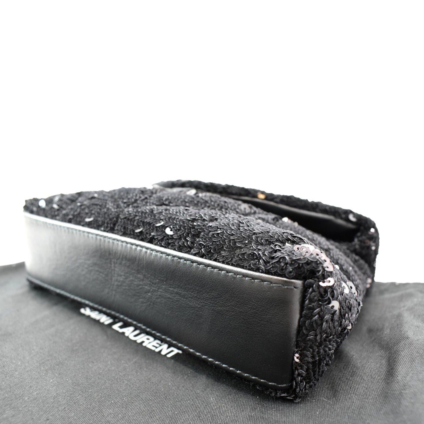 YVES SAINT LAURENT Small Puffer Sequin Clutch Wallet Black -