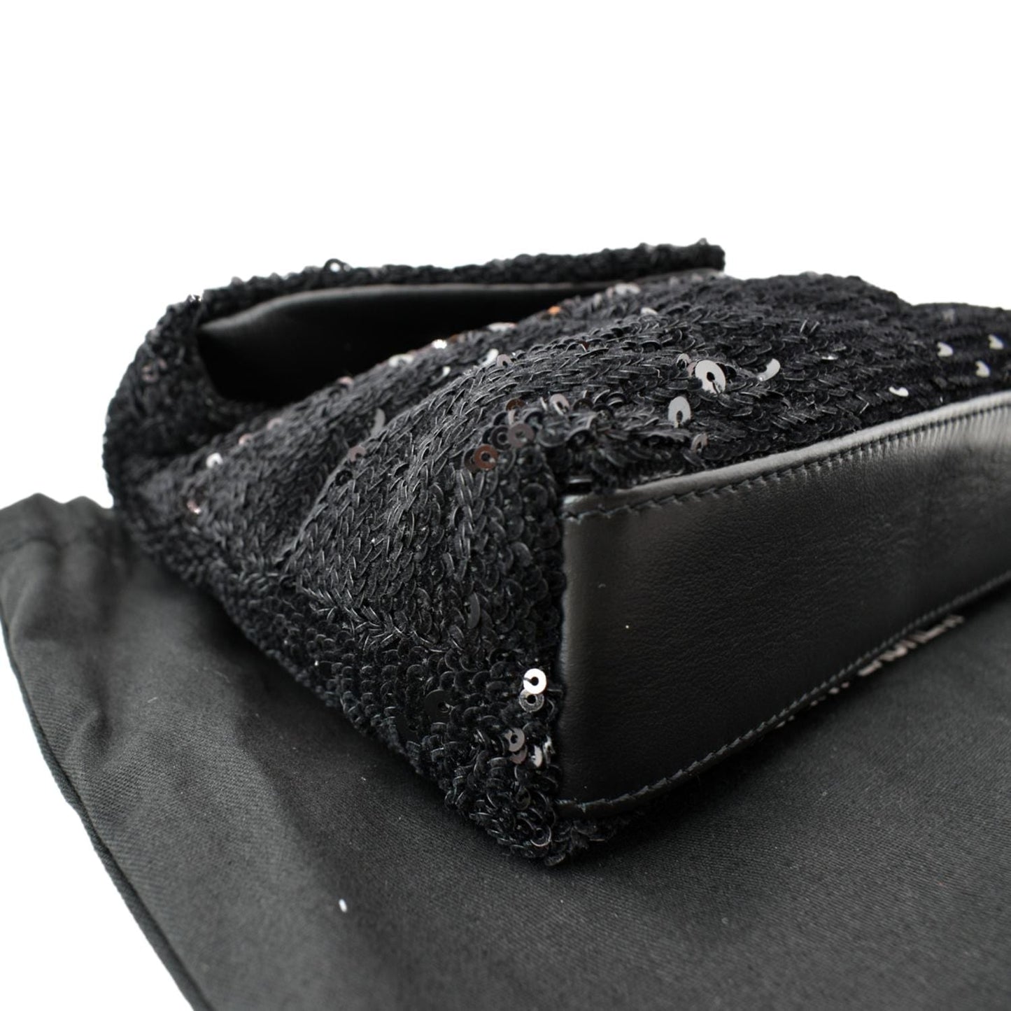 YVES SAINT LAURENT Small Puffer Sequin Clutch Wallet Black -