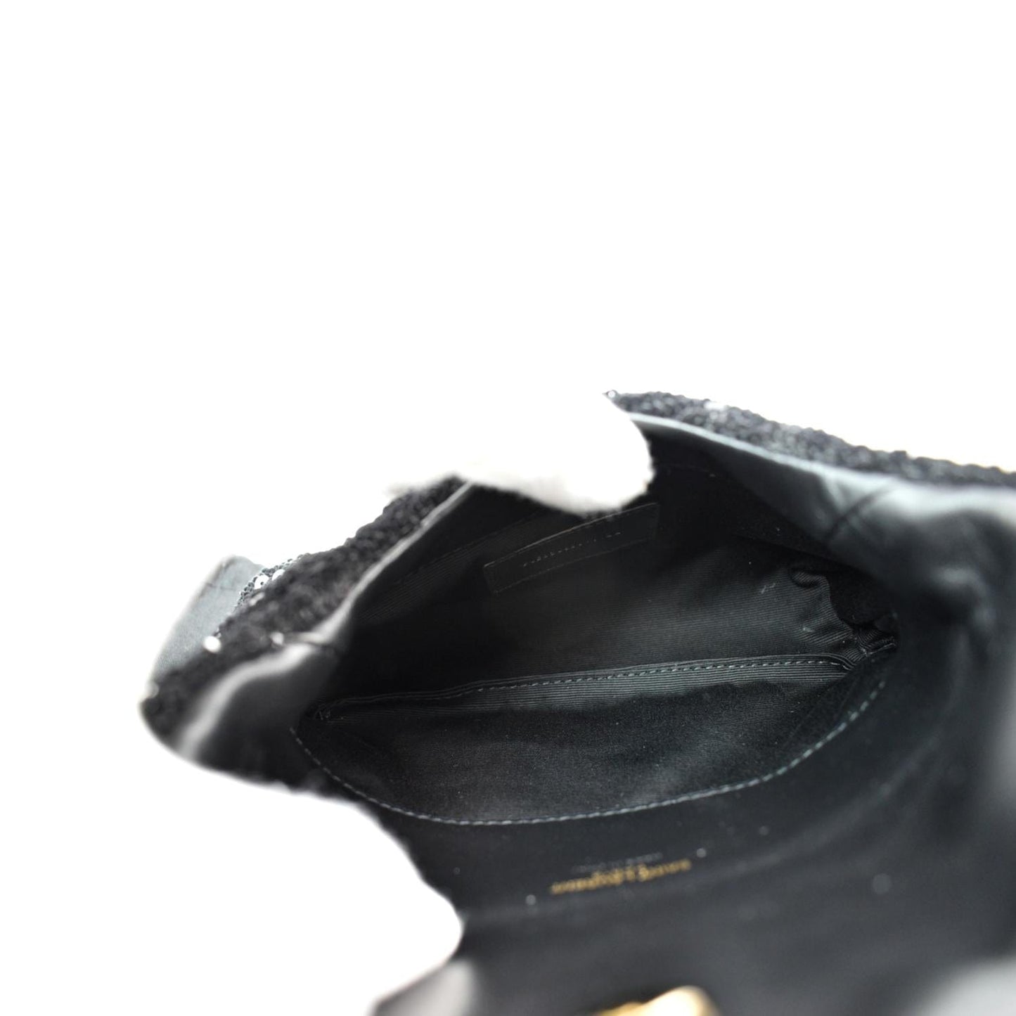 YVES SAINT LAURENT Small Puffer Sequin Clutch Wallet Black -