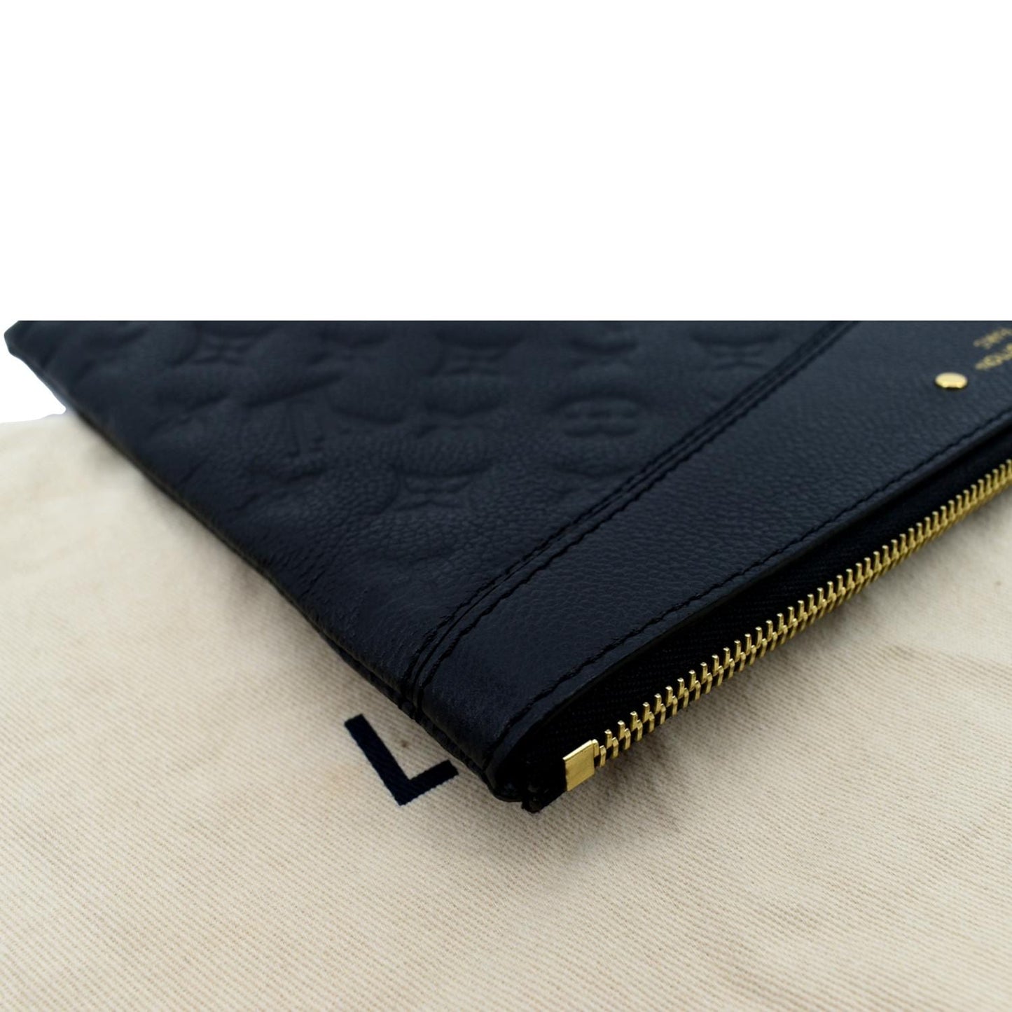 LOUIS VUITTON Daily Pouch Monogram Embossed Leather Clutch Bag Black