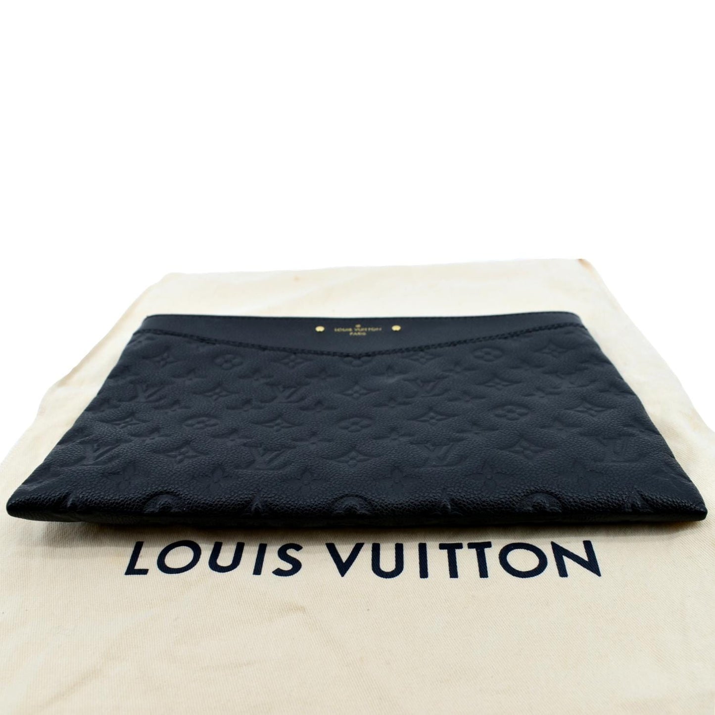 LOUIS VUITTON Daily Pouch Monogram Embossed Leather Clutch Bag Black