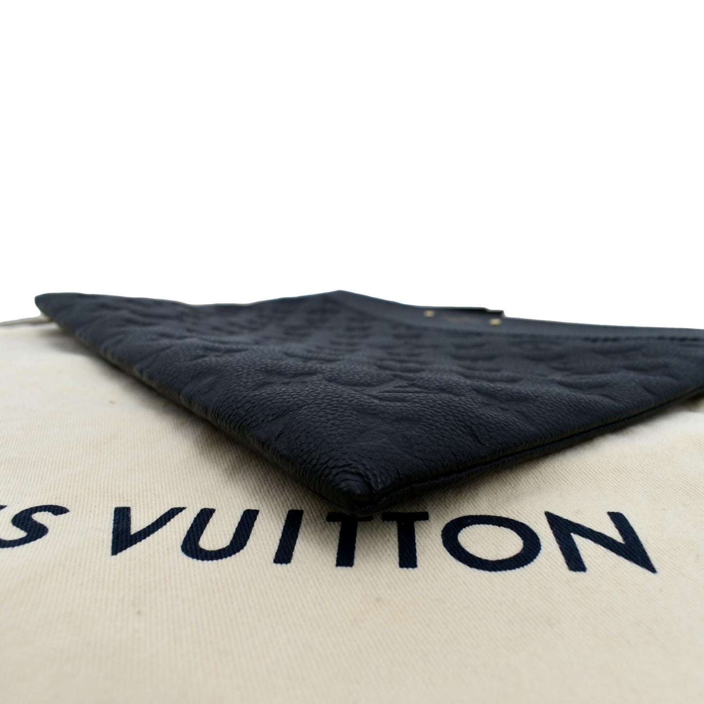 LOUIS VUITTON Daily Pouch Monogram Embossed Leather Clutch Bag Black