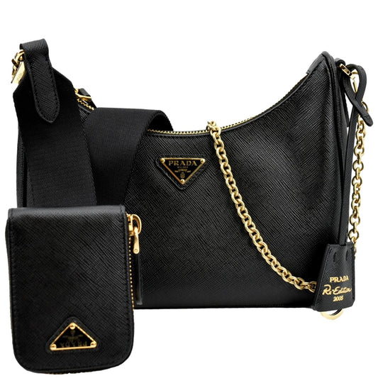 PRADA Re-Edition 2005 Saffiano Leather Shoulder Bag Black