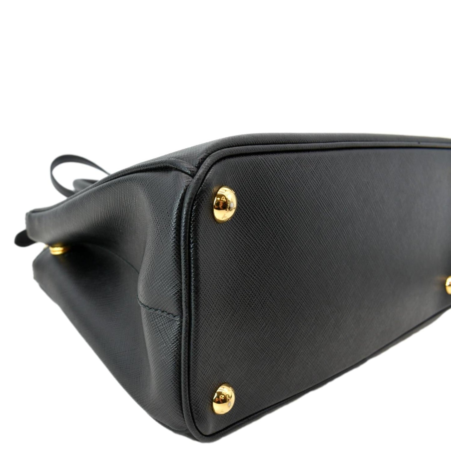PRADA Saffiano Double-Zip Leather Tote Shoulder Bag Black