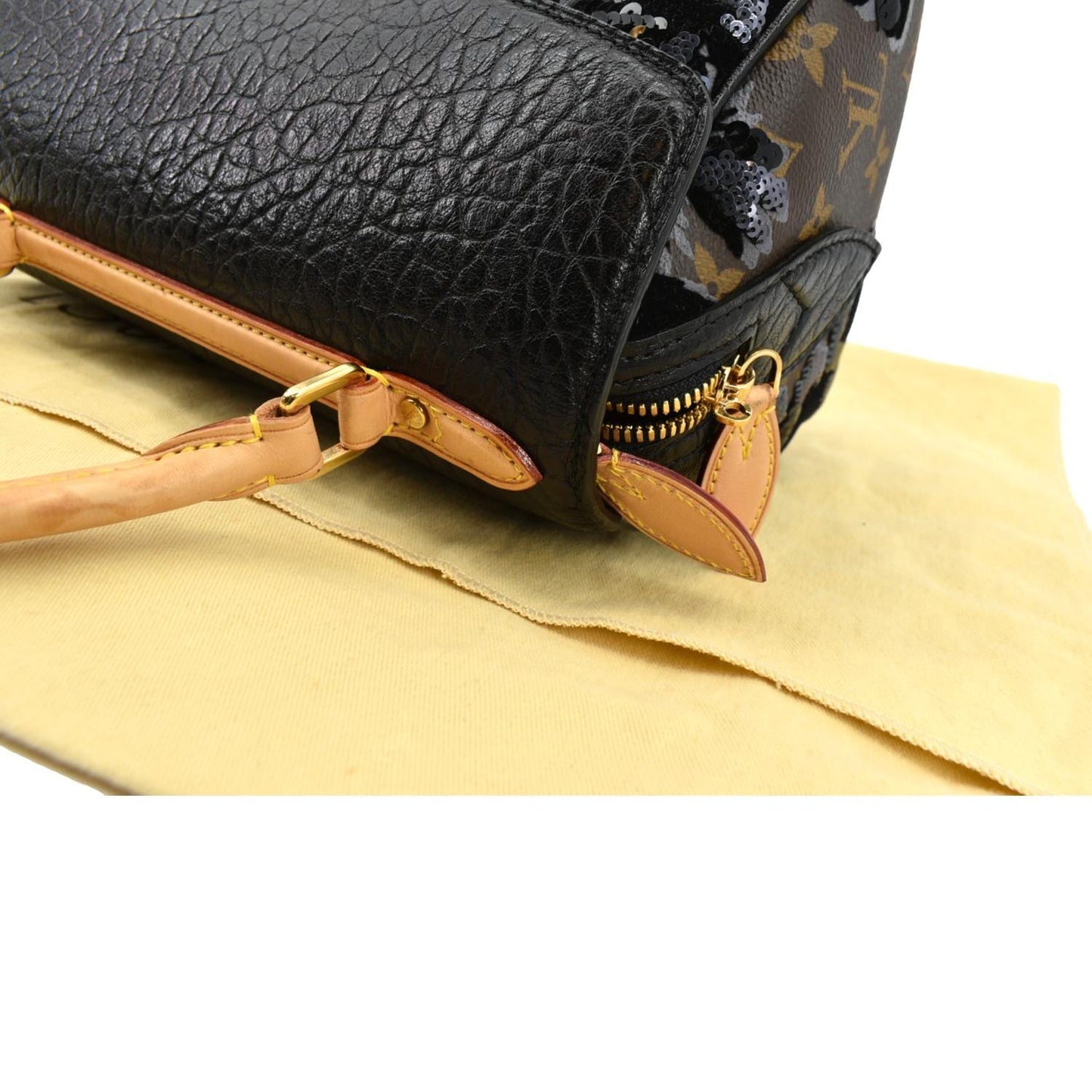LOUIS VUITTON Fleur De Jais Carro l Monogram Leather Satchel Bag Black