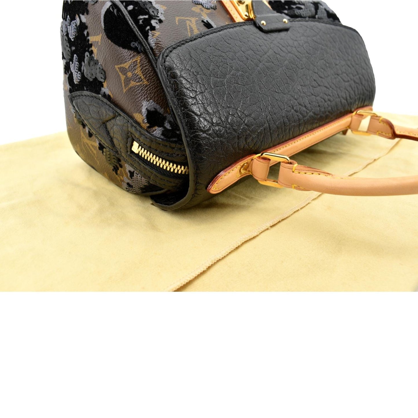 LOUIS VUITTON Fleur De Jais Carro l Monogram Leather Satchel Bag Black
