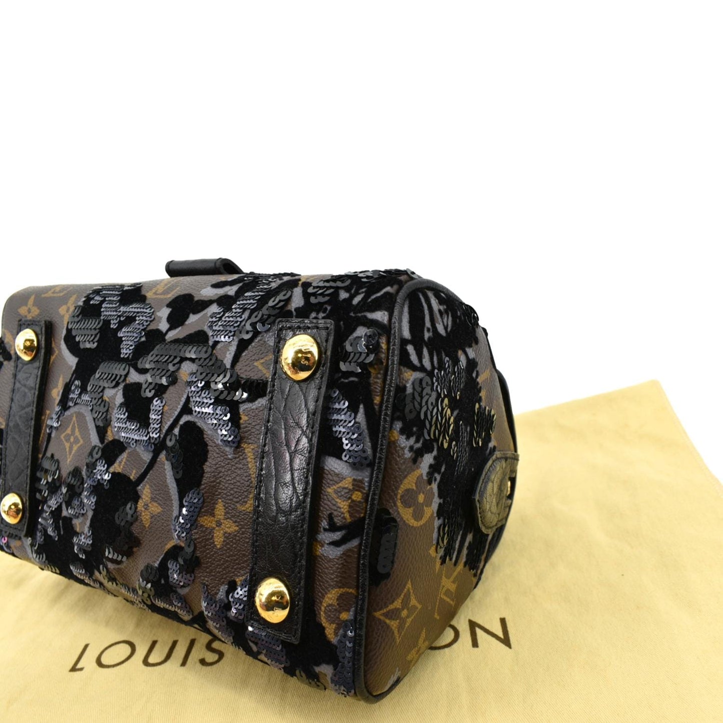 LOUIS VUITTON Fleur De Jais Carro l Monogram Leather Satchel Bag Black