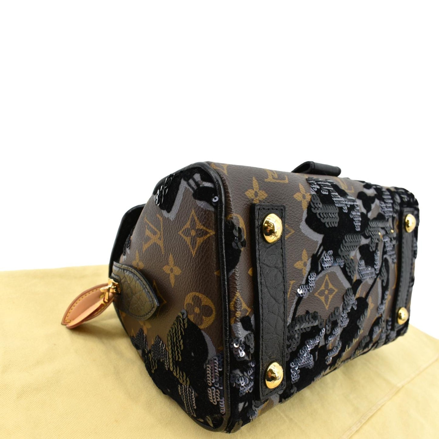 LOUIS VUITTON Fleur De Jais Carro l Monogram Leather Satchel Bag Black