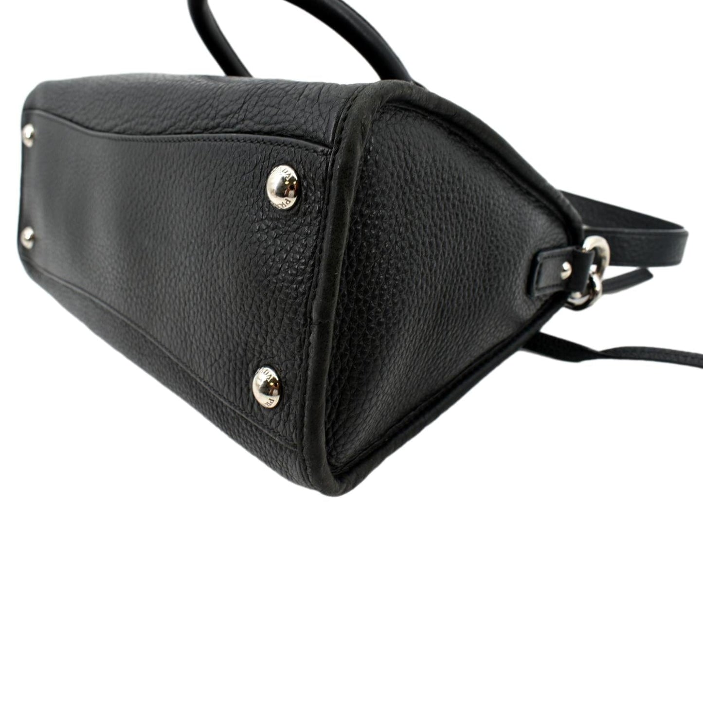 PRADA Vitello Phenix Leather Shoulder Bag Black
